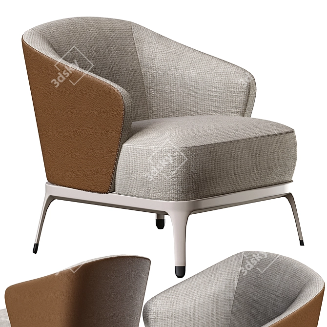 Luxury Leather Lounge Armchair 3D model image 1