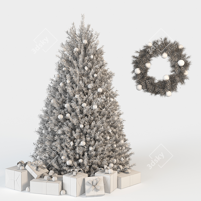 Festive Christmas Tree Set 3D model image 4