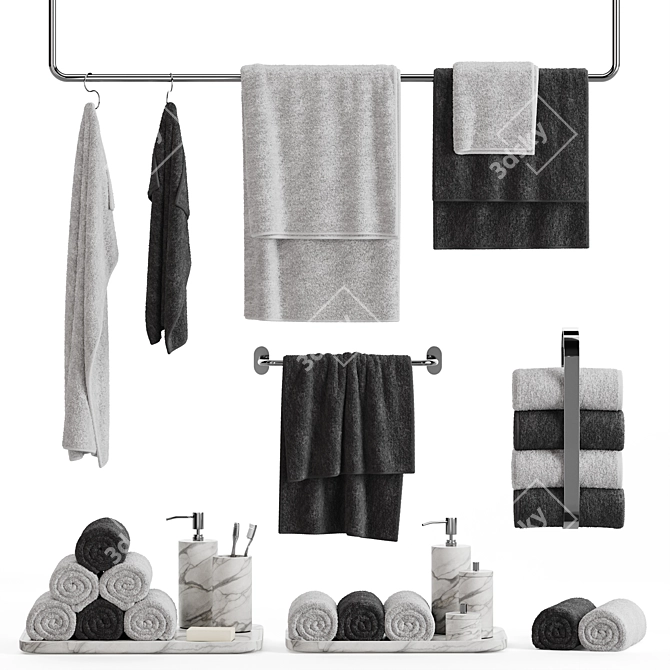 Bathroom Towel Set & Accessories 3D model image 2