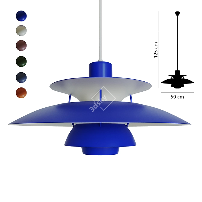 Customizable Louis Poulsen PH5 Pendant Lamp 3D model image 1