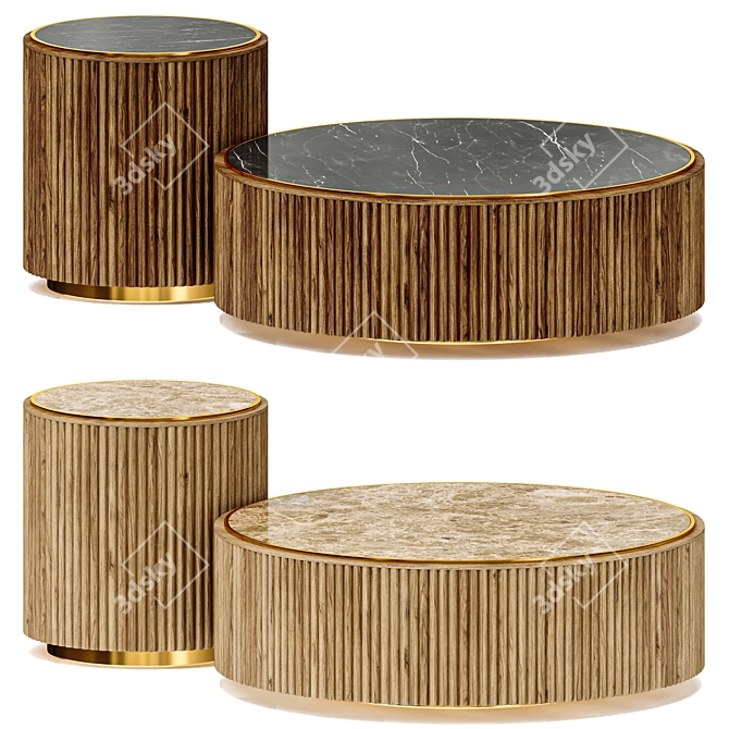 AnaRoque Plum Coffee Tables Set 3D model image 1