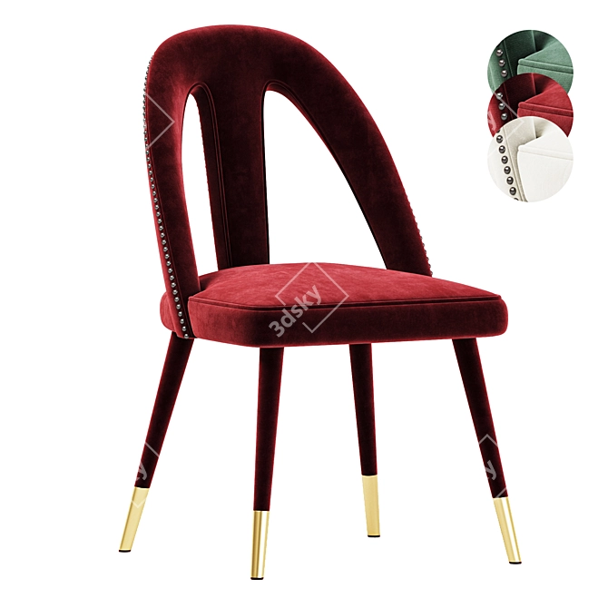 Modern Forest Green Side Chair 3D model image 2