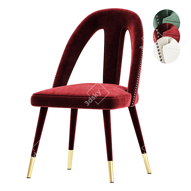 Modern Forest Green Side Chair 3D model image 4