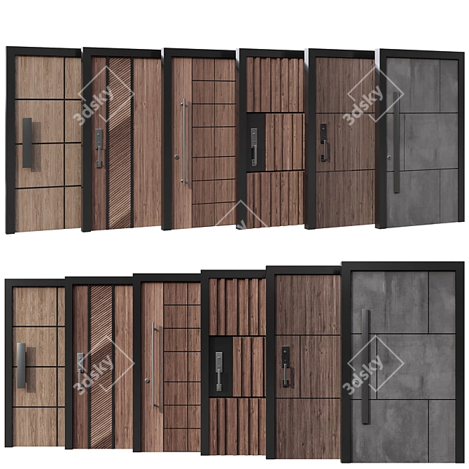 Versatile Entrance Door Collection 3D model image 2