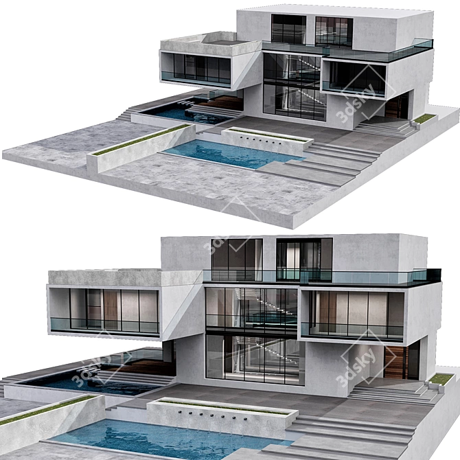 Modern House No12: Architectural Renders 3D model image 1