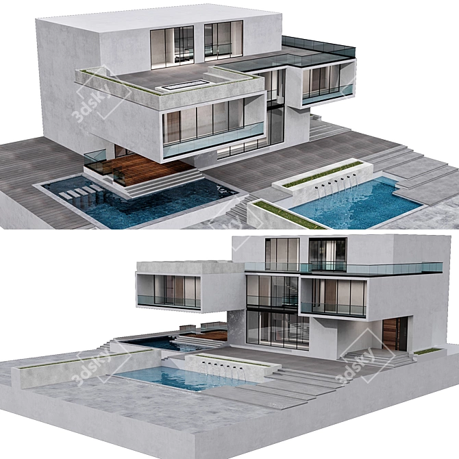 Modern House No12: Architectural Renders 3D model image 2