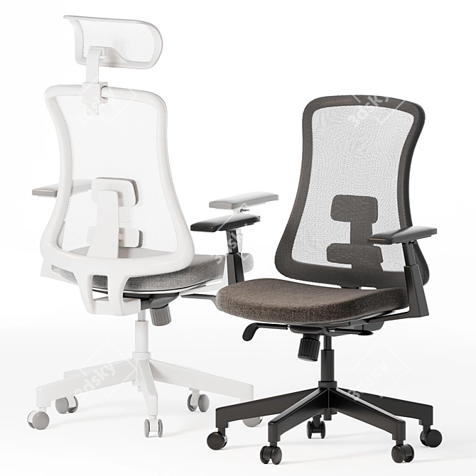 ErgoTech Metal Office Chairs 3D model image 2