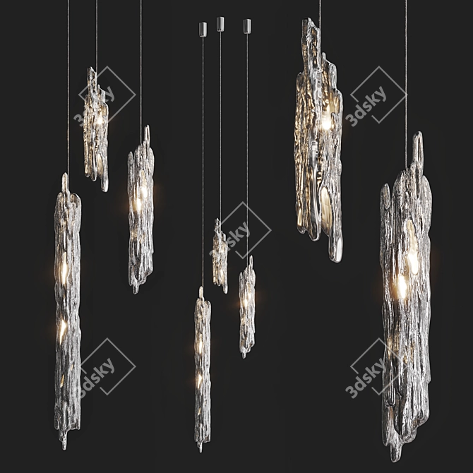 Teak Forest Motif Pendant Lights 3D model image 1