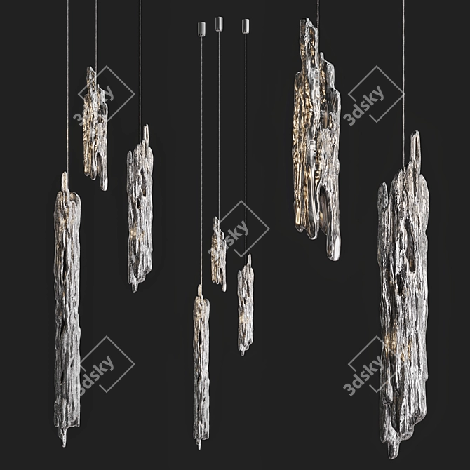 Teak Forest Motif Pendant Lights 3D model image 2