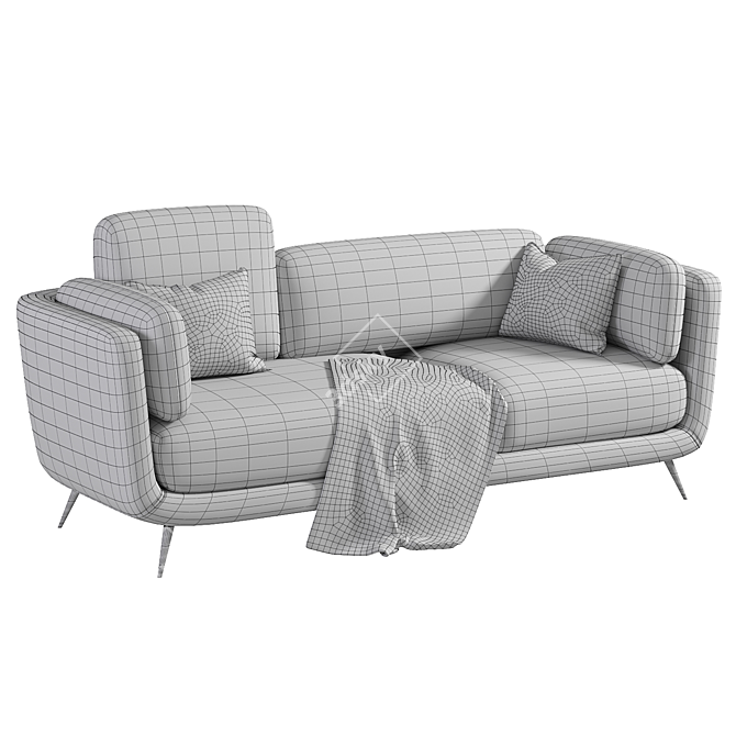 Modern 4-Seater Gray Upholstered Sofa 3D model image 2