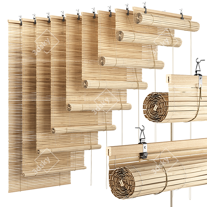 Bamboo roll-up blinds, 16-135cm 3D model image 1