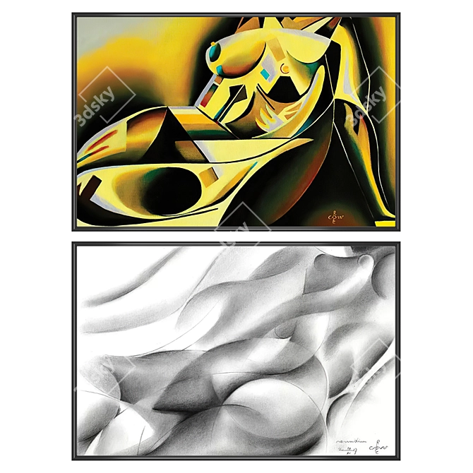 Gallery Wall Art Set - Frames Included 3D model image 1