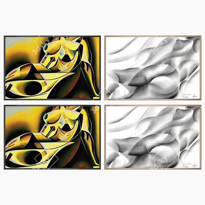 Gallery Wall Art Set - Frames Included 3D model image 2