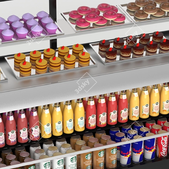 Supermarket Refrigerator Showcase, Juices & Snacks 3D model image 3