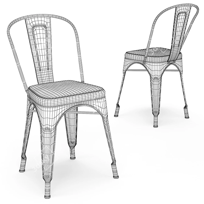 Tolix Metal Dining Set 3D model image 5