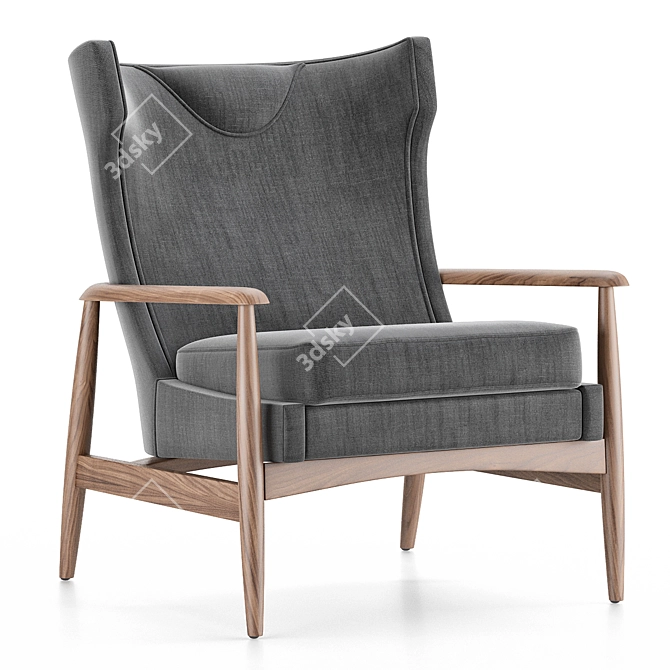 Mid-Century Modern Wing Chair 3D model image 1