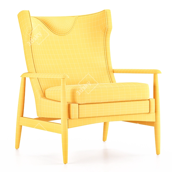 Mid-Century Modern Wing Chair 3D model image 2