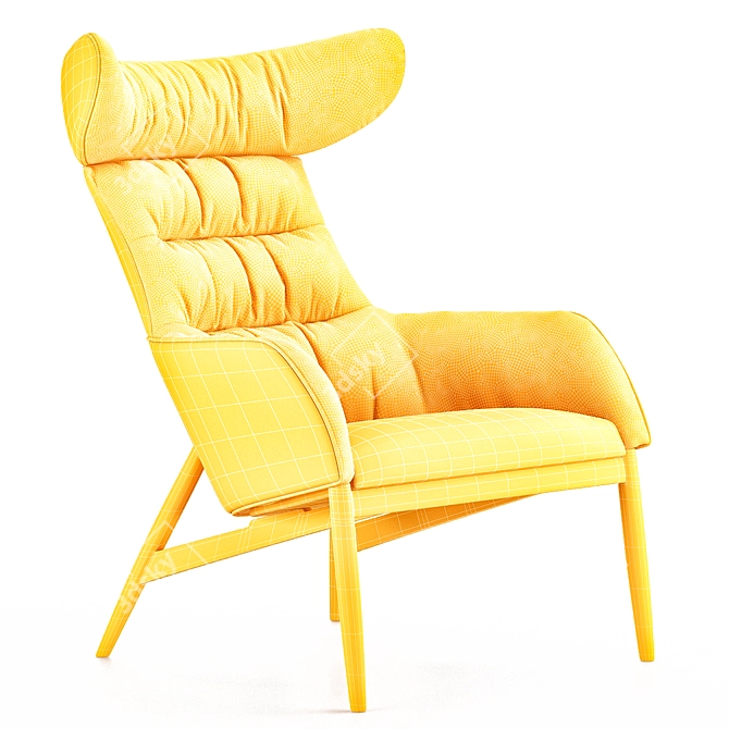 Modern Elegance Fabric Leather Armchair 3D model image 2