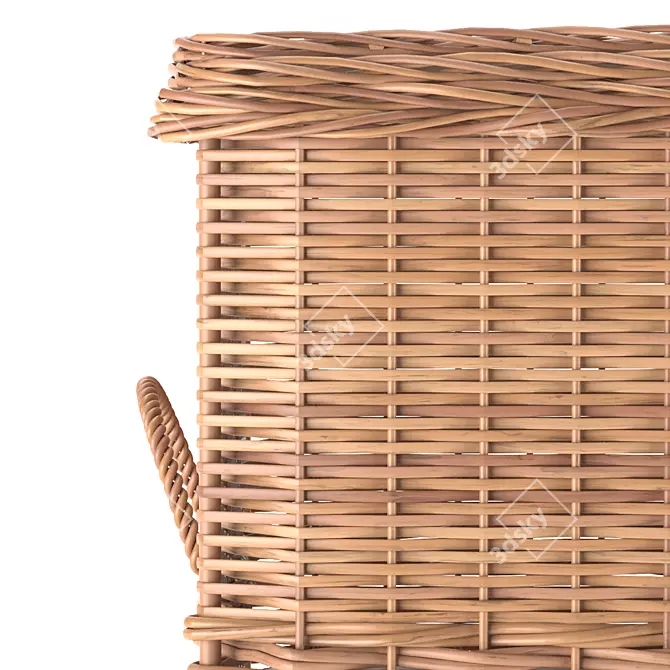 Rattan Woven Laundry Basket 3D model image 2