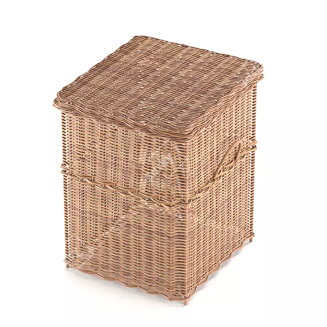 Rattan Woven Laundry Basket 3D model image 4