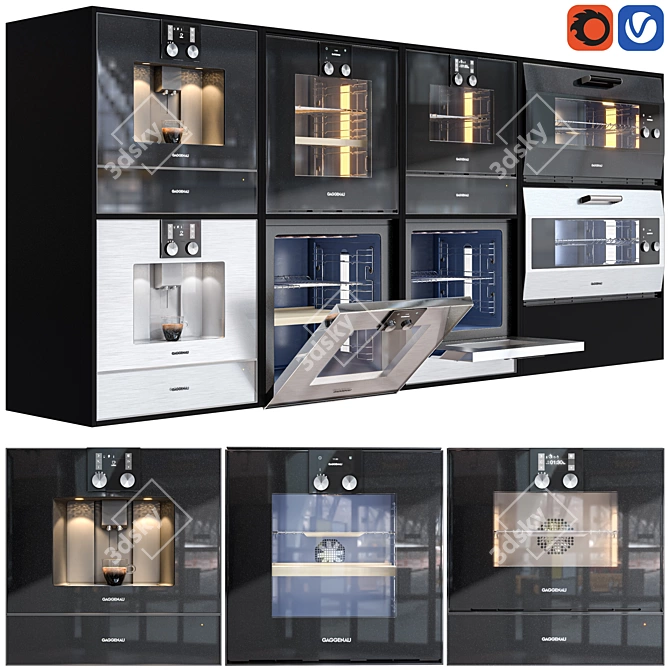 Gaggenau Oven Set with All Details 3D model image 1