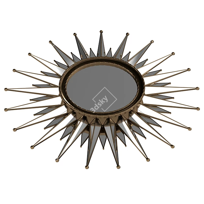 Mexican Sunburst Mirror Artisanal Design 3D model image 3