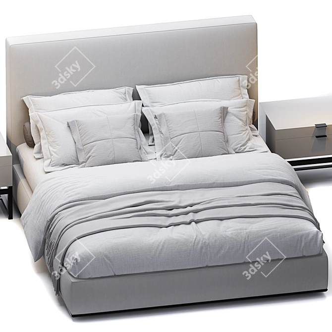 Modern Minimalist Powell Bed Set 3D model image 2