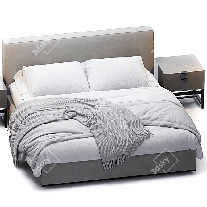 Modern Minimalist Powell Bed Set 3D model image 5