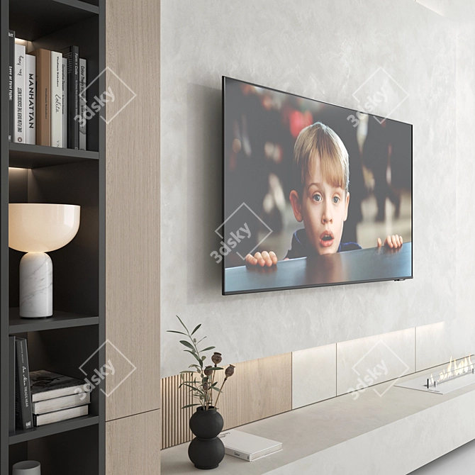 3D TV Wall Set with Samsung TV 3D model image 2