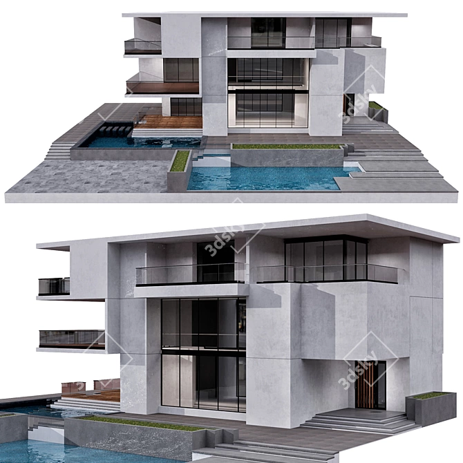 Modern Architectural House Design Kit 3D model image 1