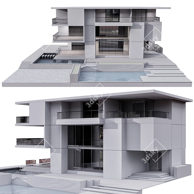 Modern Architectural House Design Kit 3D model image 6