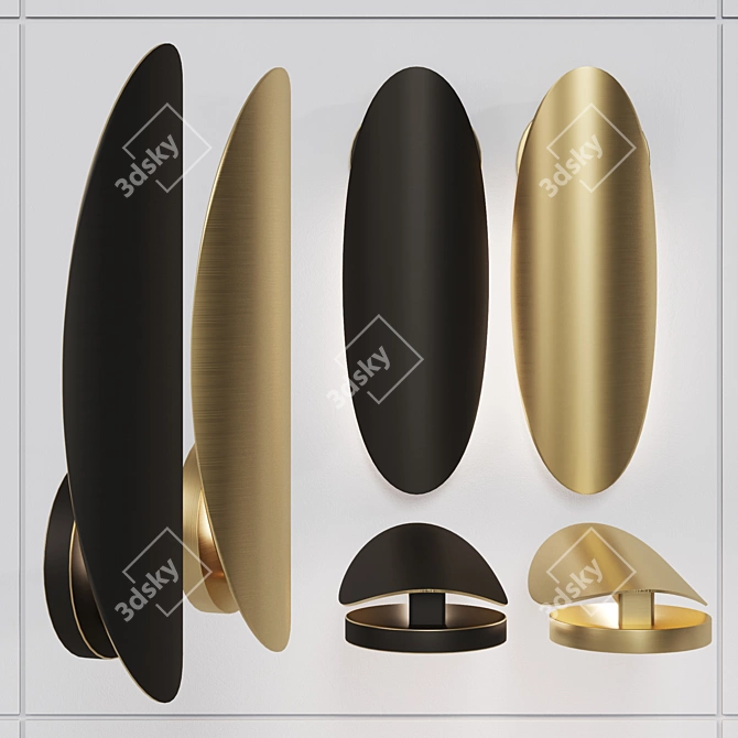 Oval Brass Wall Sconce AMULET 3D model image 1