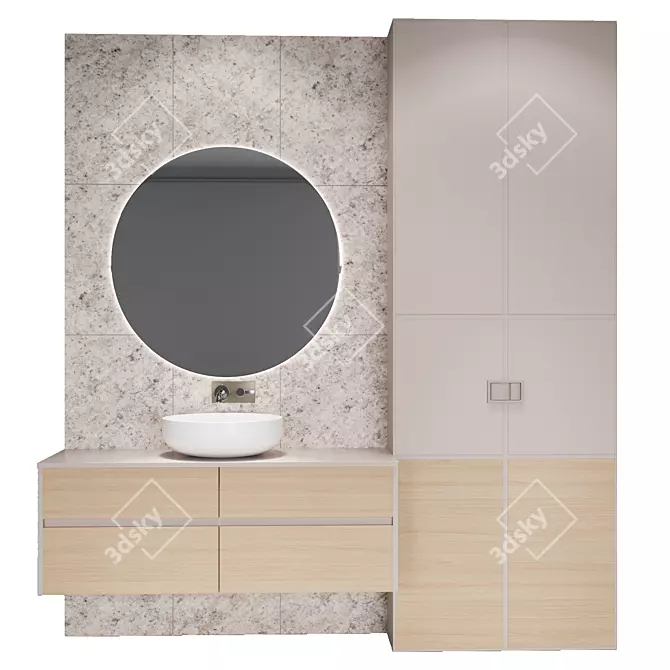 Modern Bathroom Furniture Set 3D model image 1