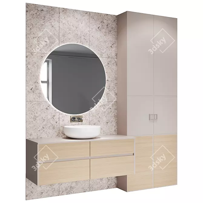 Modern Bathroom Furniture Set 3D model image 2