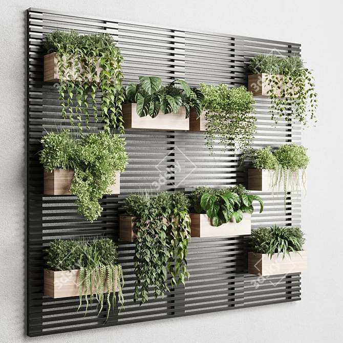 Metal Framed Plant Partition Box 3D model image 2