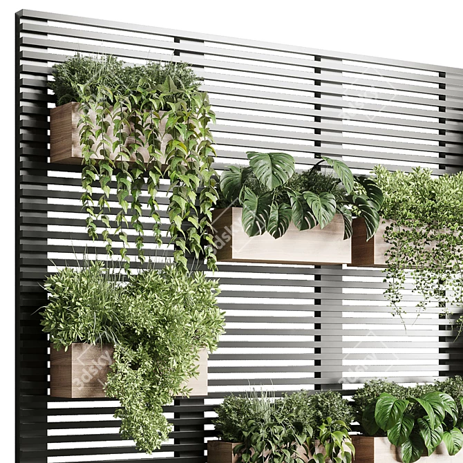 Metal Framed Plant Partition Box 3D model image 4