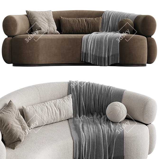 Modern Malibu Curved Sofa 3D model image 2