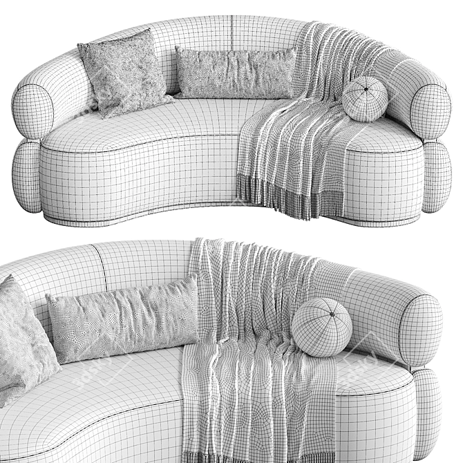 Modern Malibu Curved Sofa 3D model image 4