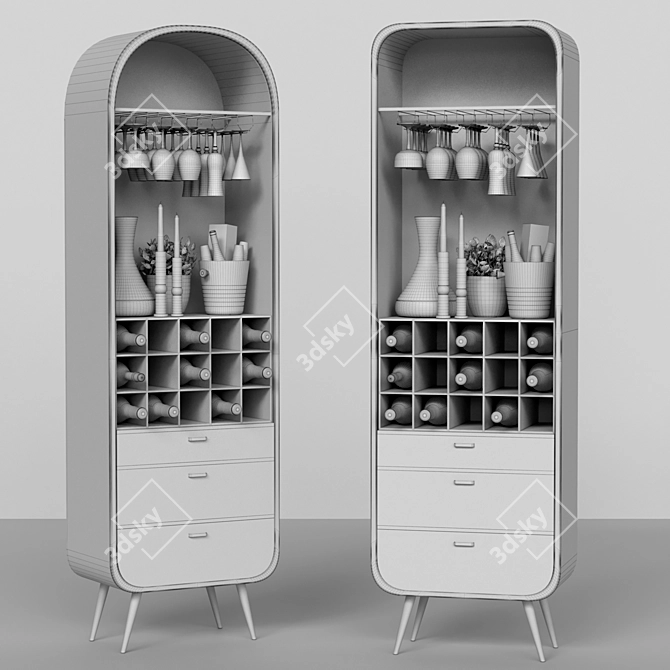  Premium Alcohol Cabinet Set 3D model image 2