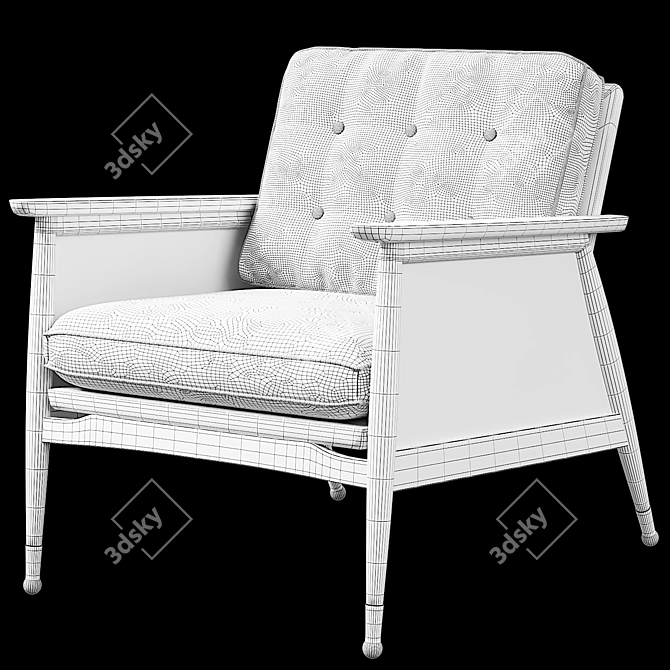 Vintage Nadia Caned Accent Chair 3D model image 5