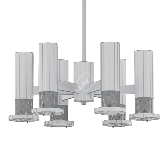 Mid-Century Glass Chrome Chandelier 3D model image 2