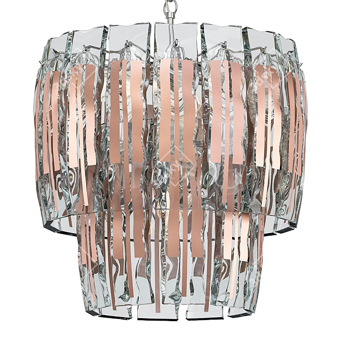 1960s Steel Glass Pendant Fixture 3D model image 1