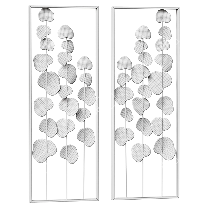 Modern Metal Floral Wall Decor 3D model image 2