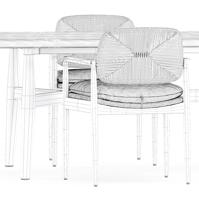  Modern Outdoor Dining Set: Yoko Cord Chair & Secret Garden Table 3D model image 5