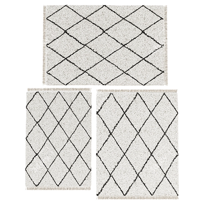 Berber Style Jiraya Rug White/Black 3D model image 3