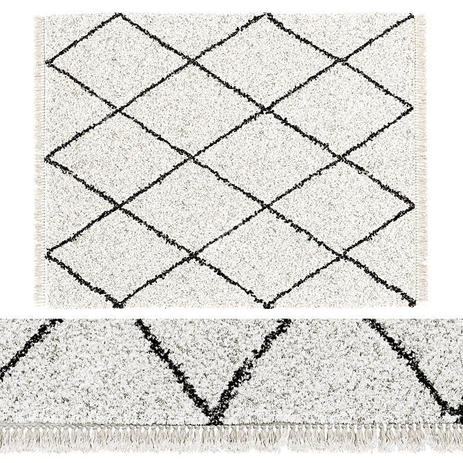 Berber Style Jiraya Rug White/Black 3D model image 6