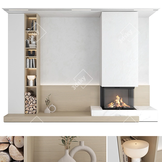 Impression C 2G L Fireplace Wall 3D model image 1