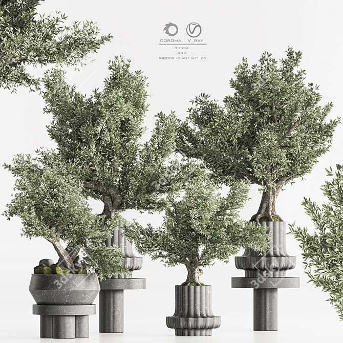 Artificial Bonsai Home Decor Set 3D model image 1