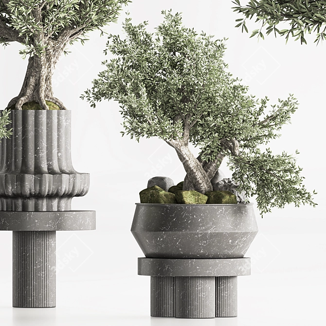 Artificial Bonsai Home Decor Set 3D model image 4