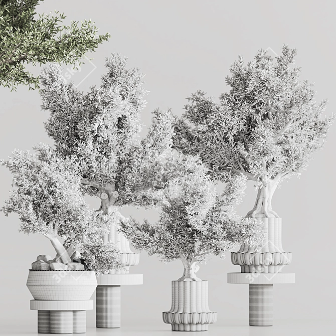 Artificial Bonsai Home Decor Set 3D model image 7